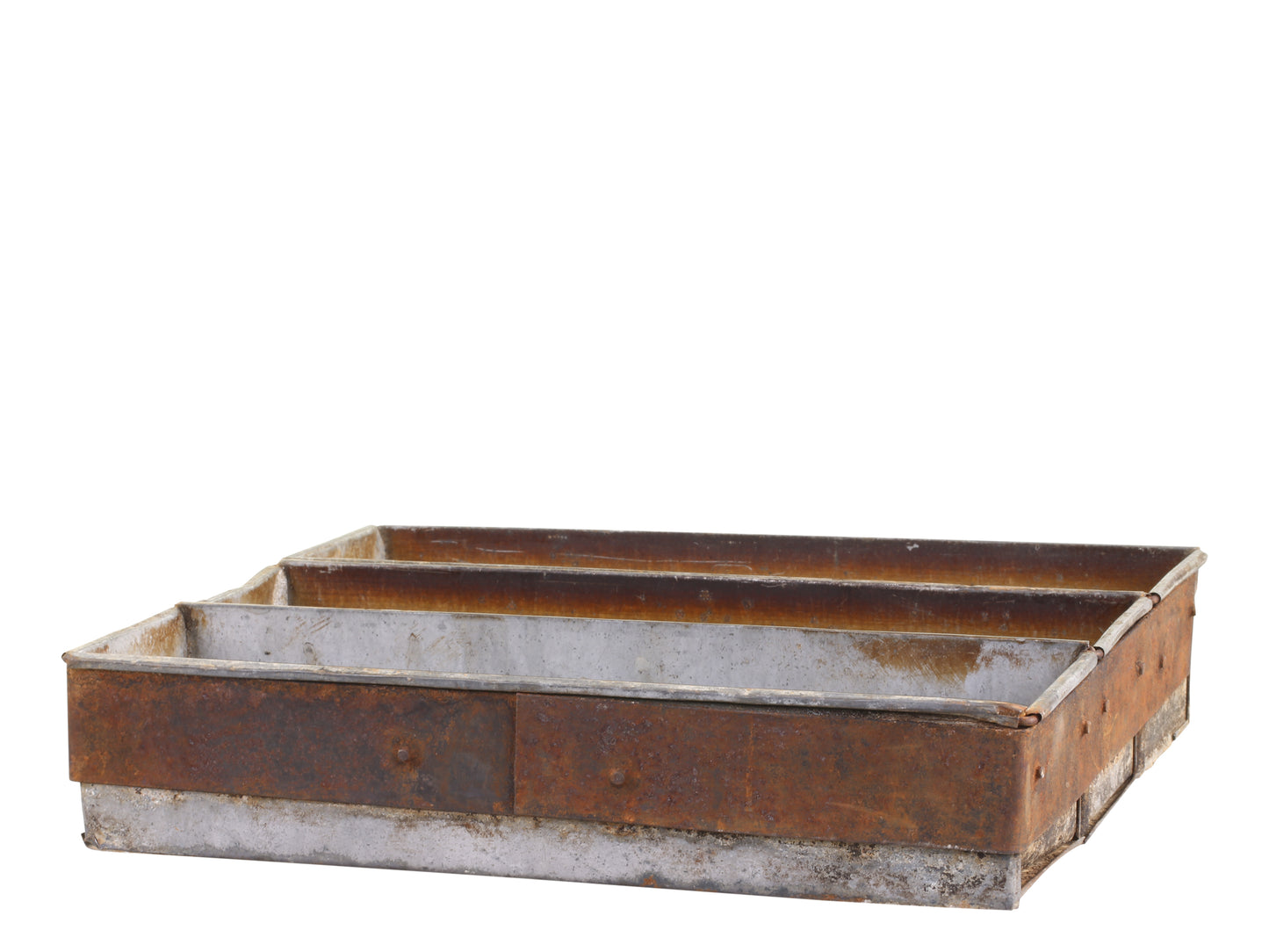 Gammel Fransk Brødform med 3 Rum - Unika Vintage Jern H6,5 cm Chic Antique