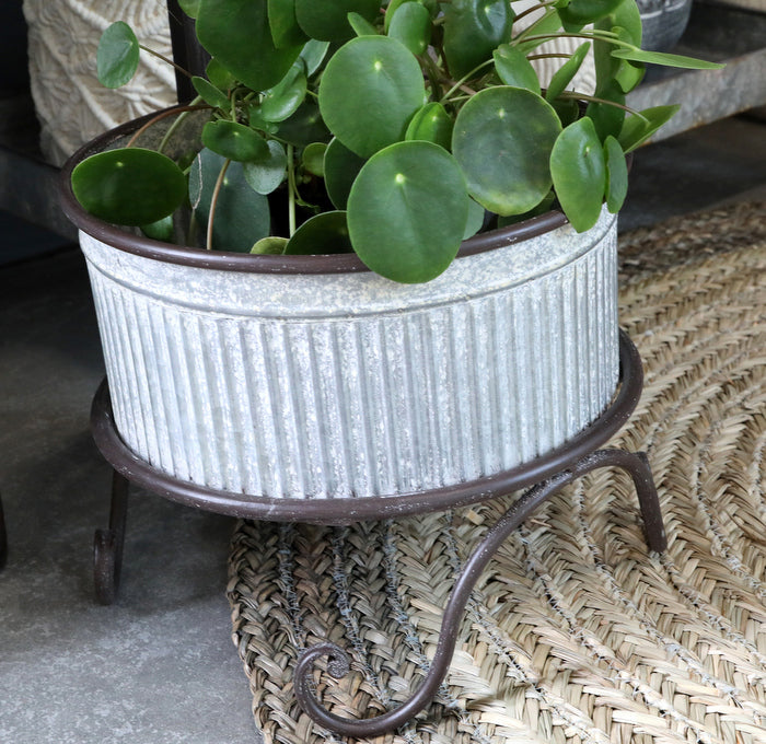 Urtepotteskjuler på Fod Zink med Riller - Chic Antique Chic Antique