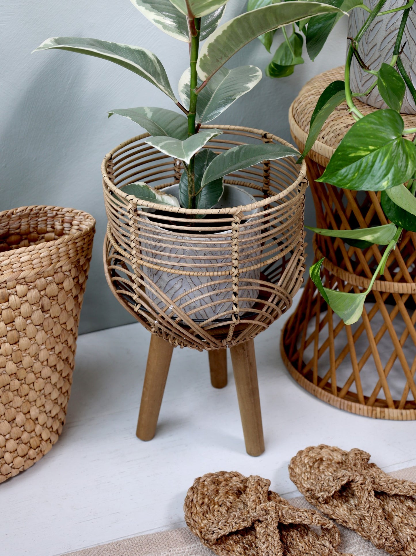 Skjuler i flet med 3 ben sæt af 2 Chic Antique