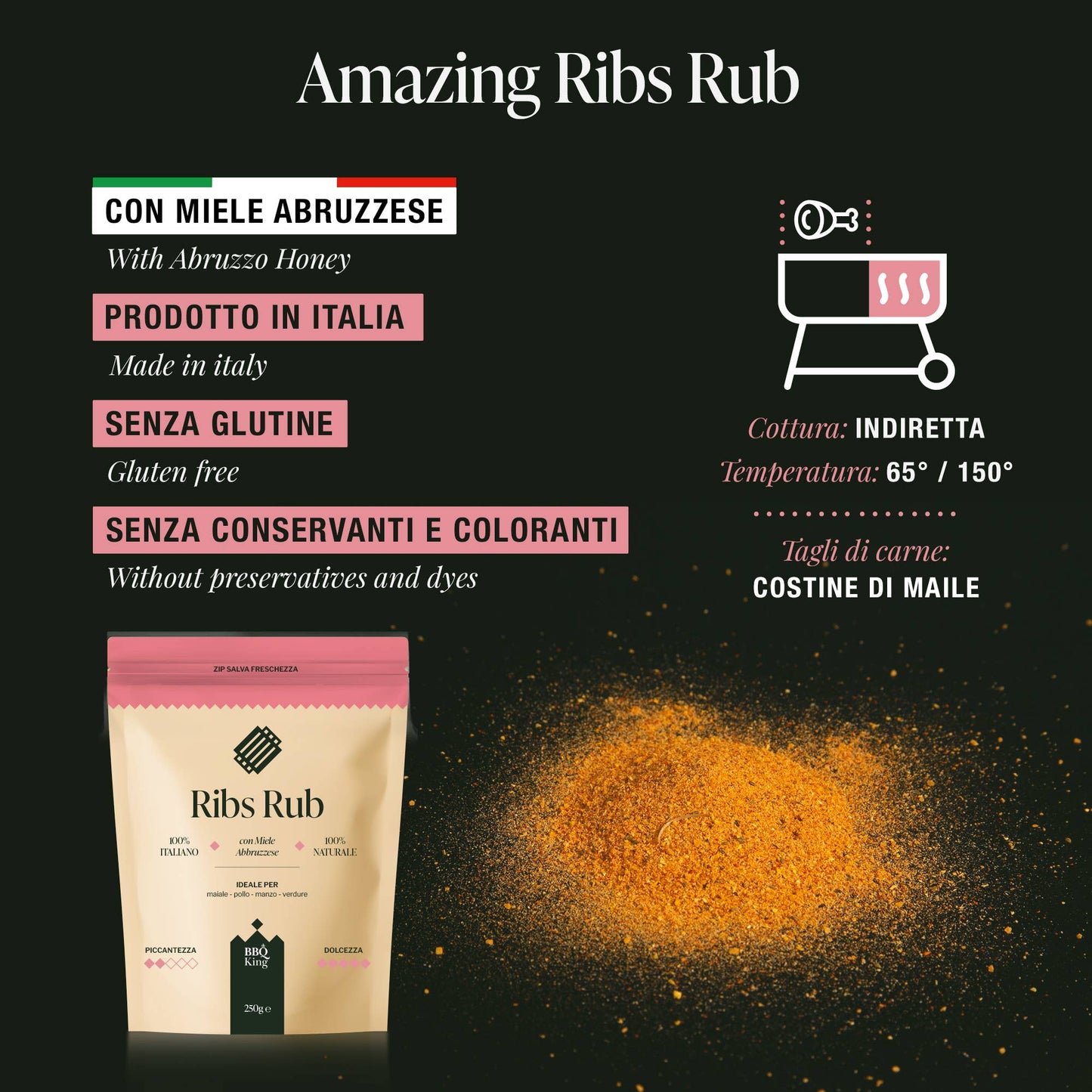 BBQ King krydderi Ribs rub 250 gram