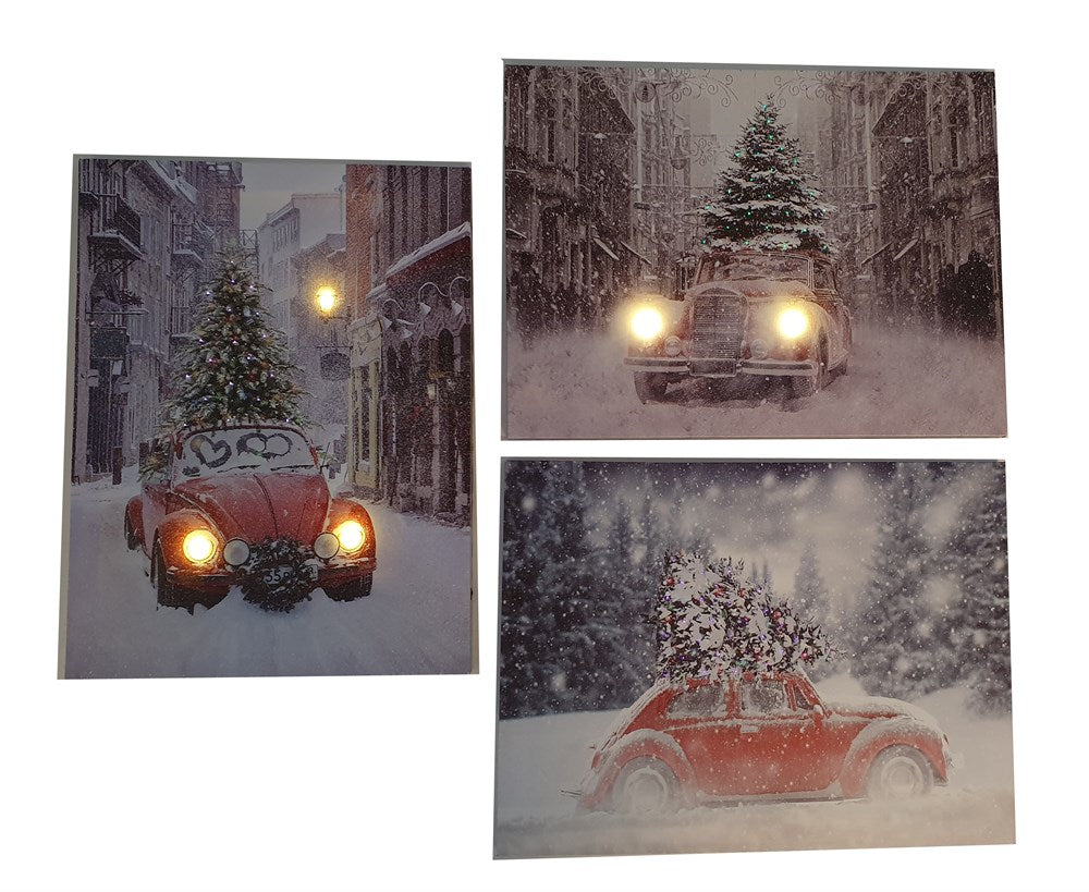 Julebillede med LED Lys og Timer - Model B - 30x40 cm Bitten CpH