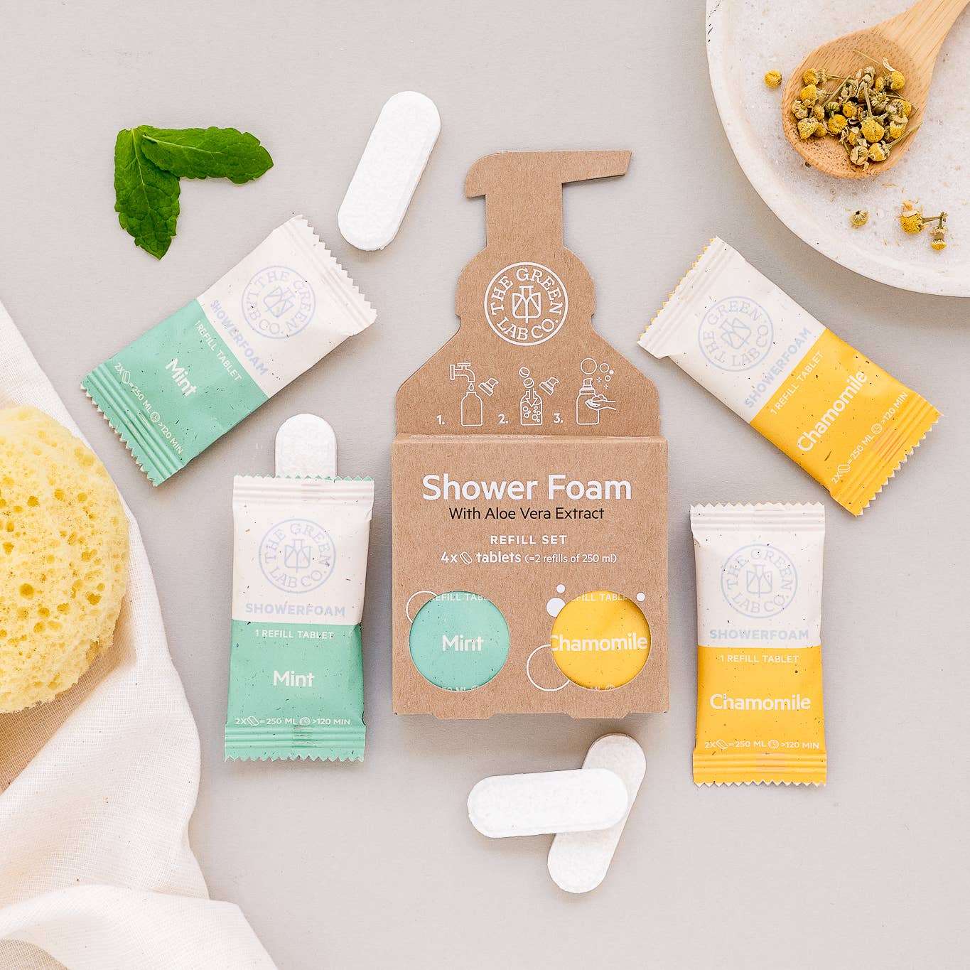 Bruseskum bodywash Tablet Refill - Mynte og Kamille