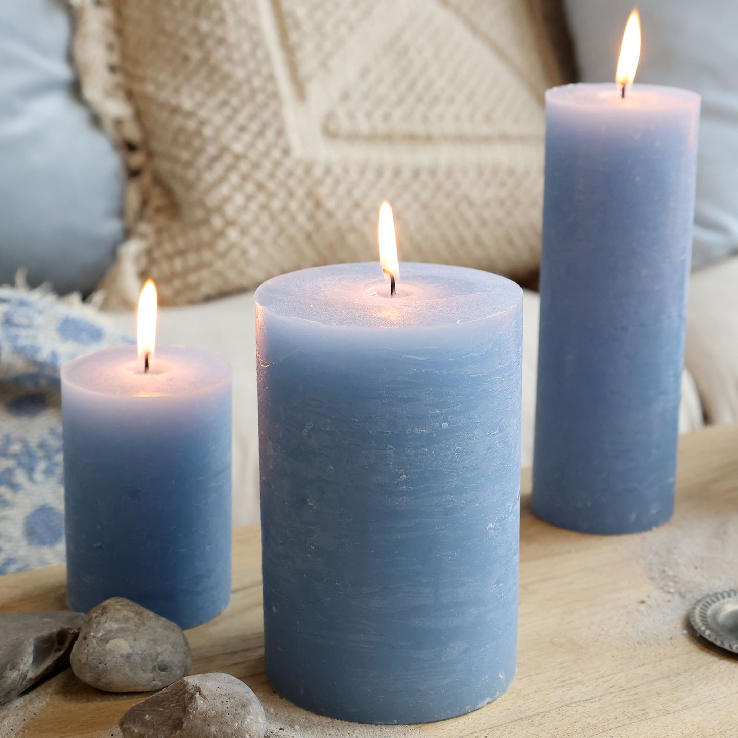 Macon Bloklys Rustik 90 Timer Sky Blue - H15/Ø10 cm | Chic Antique Chic Antique