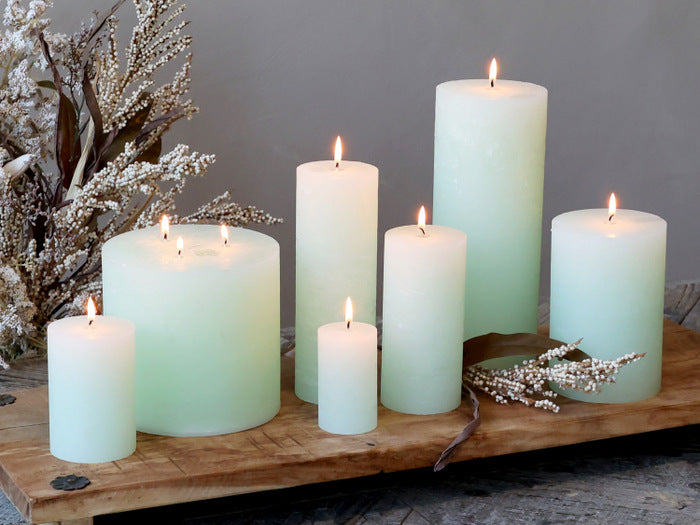 Macon Bloklys Rustik Lys Grøn 150 Timer H25 cm - Chic Antique Chic Antique