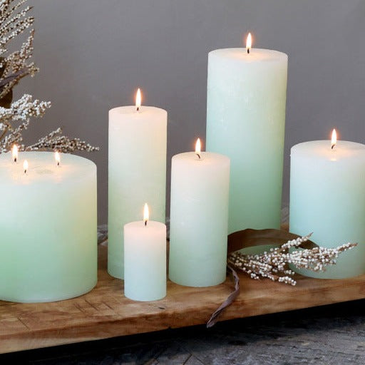 Macon Bloklys Rustik Lys Grøn 90 Timer H15 cm - Chic Antique Chic Antique