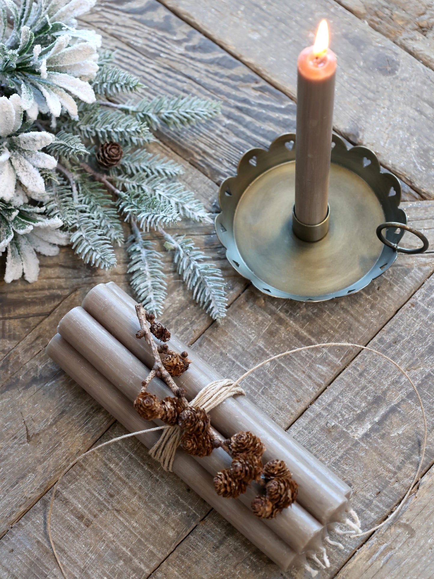 Kronelys Hør 7 Timer H18 cm - Chic Antique Chic Antique