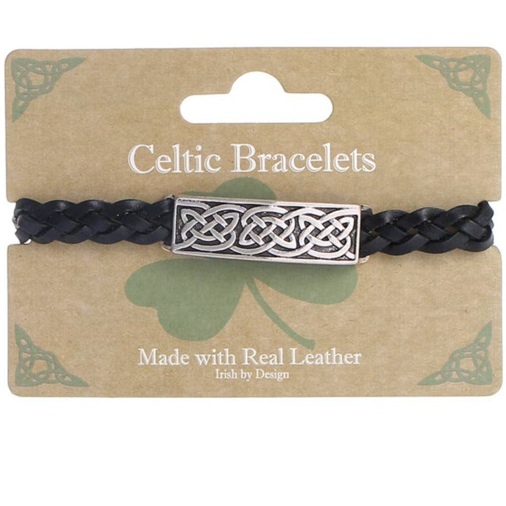 Celtic armbånd i flettet læder sort Celtic Ore Crafts