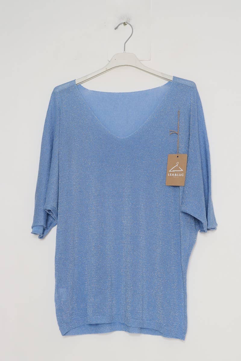 Lurex bluse med V hals