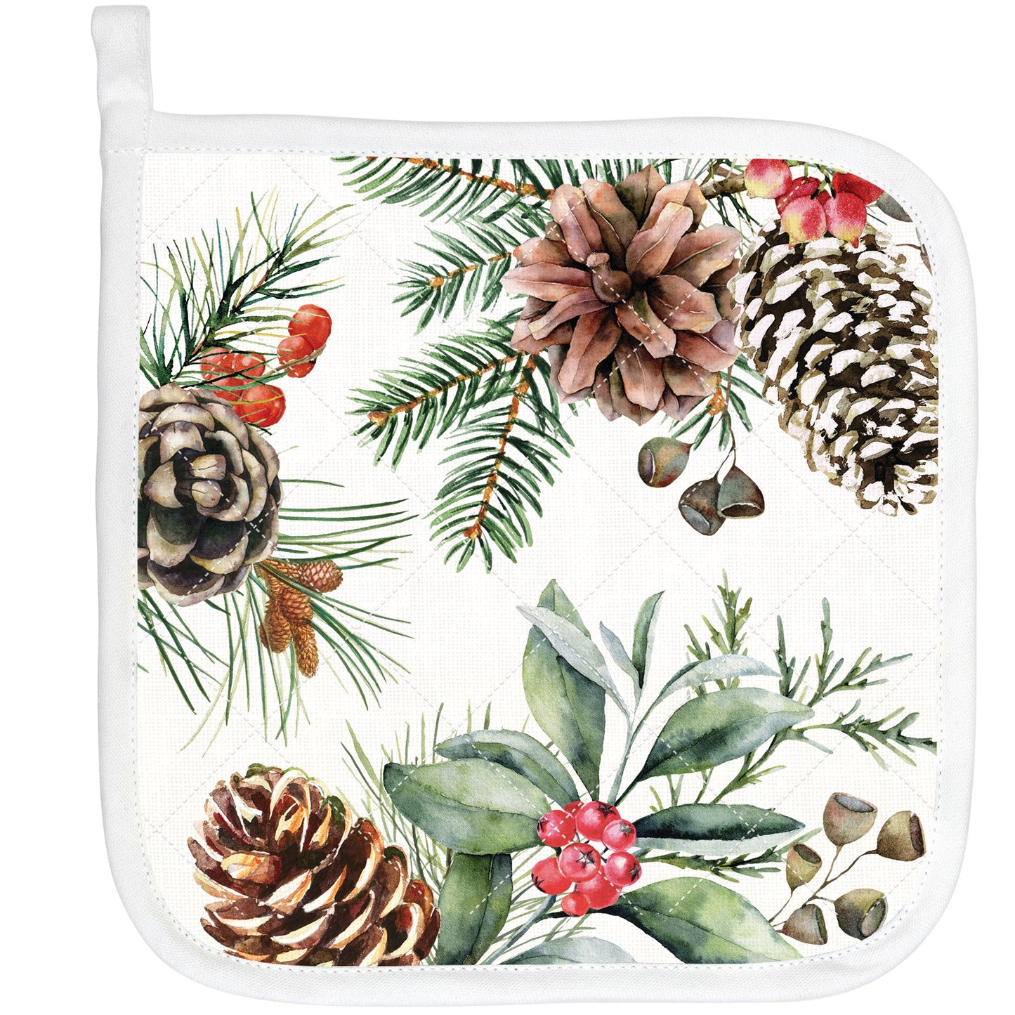 Grydelapper White Spruce 2 stk. 23x23 cm - Michel Design Works