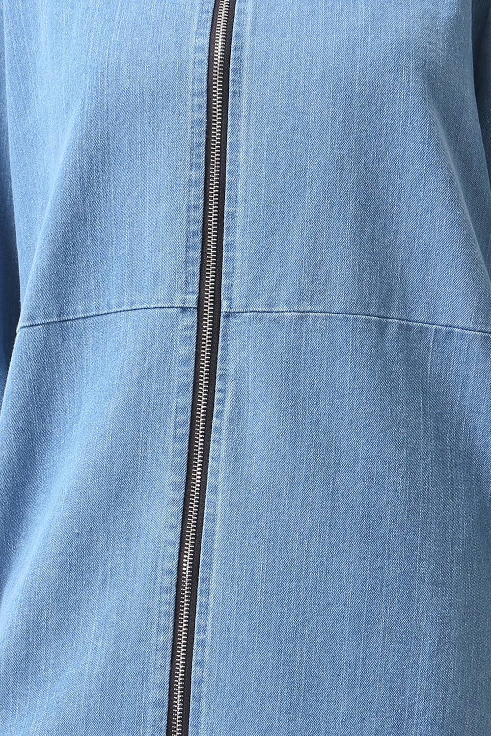 Denim Kjole med Stræk Lynlås og Pufærmer - One Size | LÉA & LUC Lea & Luc