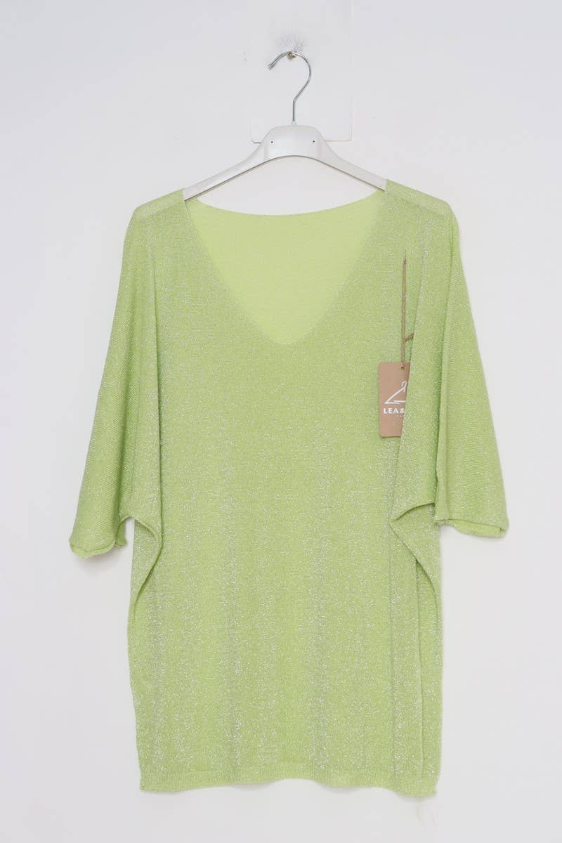 Lurex bluse med V hals