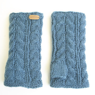Håndvarmere 100% uld med foer Aran Cable