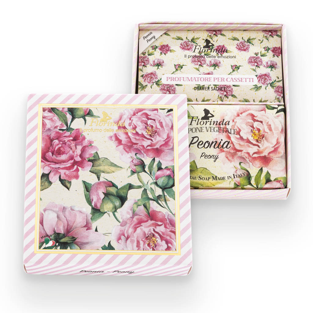 Gaveæske med sæbe og duftposer Peony Florinda