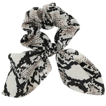 Scrunchie med Sløjfe - Grå Leopard print eCarla
