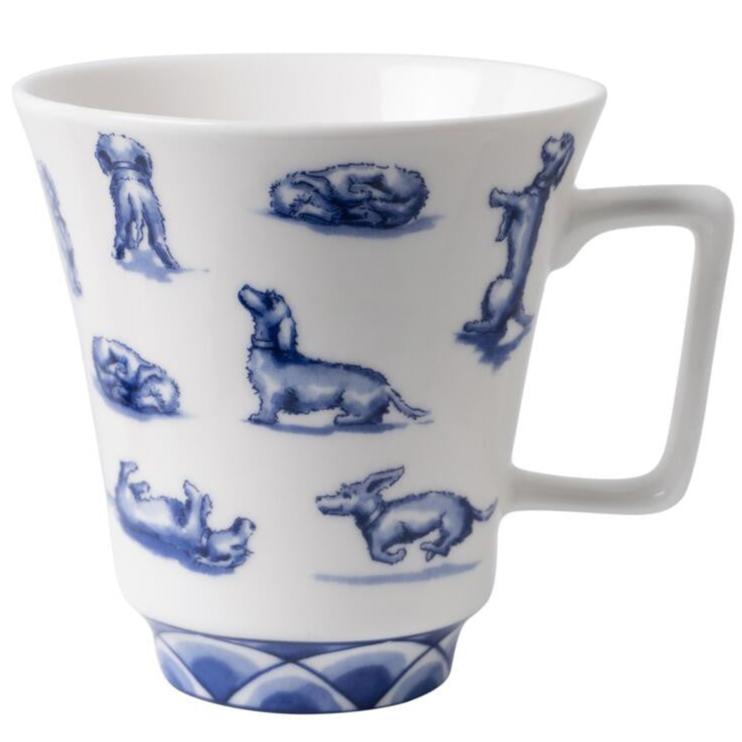 The krus med blå gravhunde 350 ml Heinen Delfts Blauw