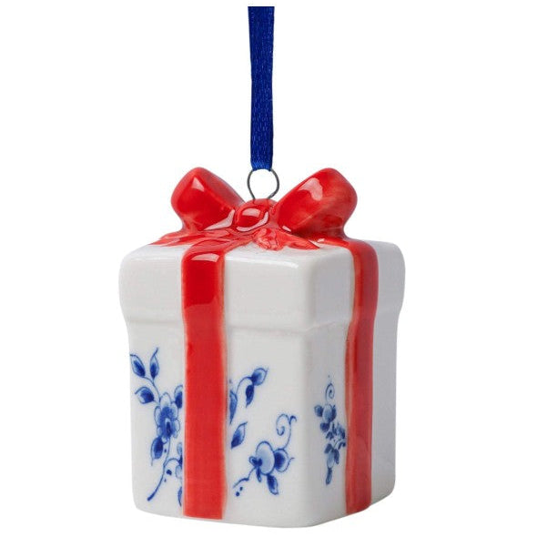 Julepynt Gave med Rød Sløjfe Keramik Delftblå - Heinen Delfts Blauw Heinen Delfts Blauw