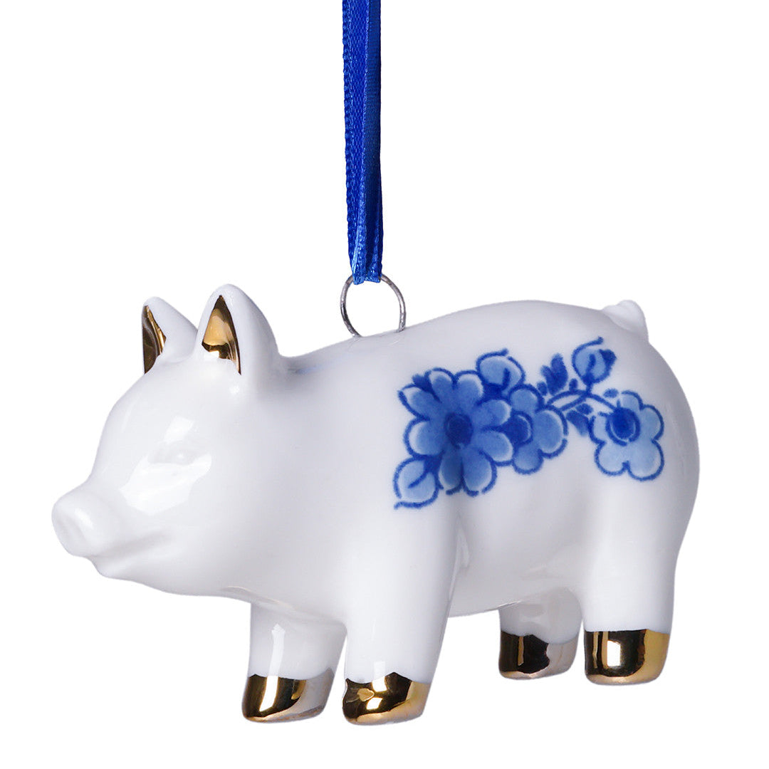 Keramisk juleornament med gris – Heinen Delfts Blauw Ornament Heinen Delfts Blauw