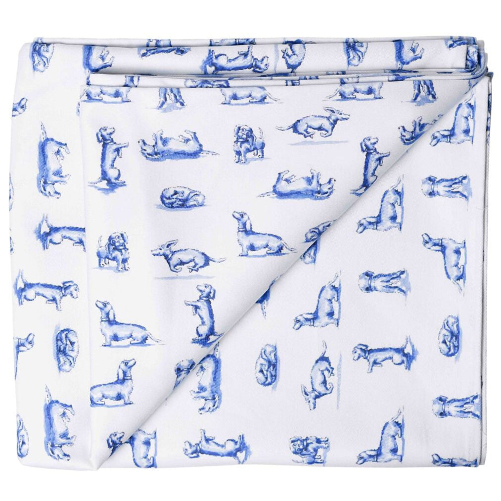 Dug hvid med gravhunde 140x260 cm Dug Heinen Delfts Blauw