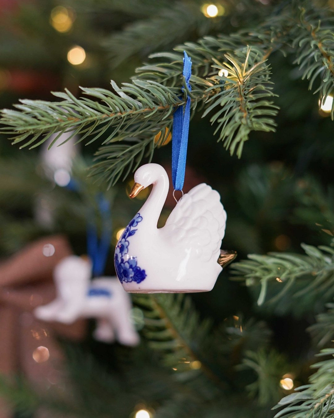Keramisk juleornament med svane – Heinen Delfts Blauw Ornament Heinen Delfts Blauw