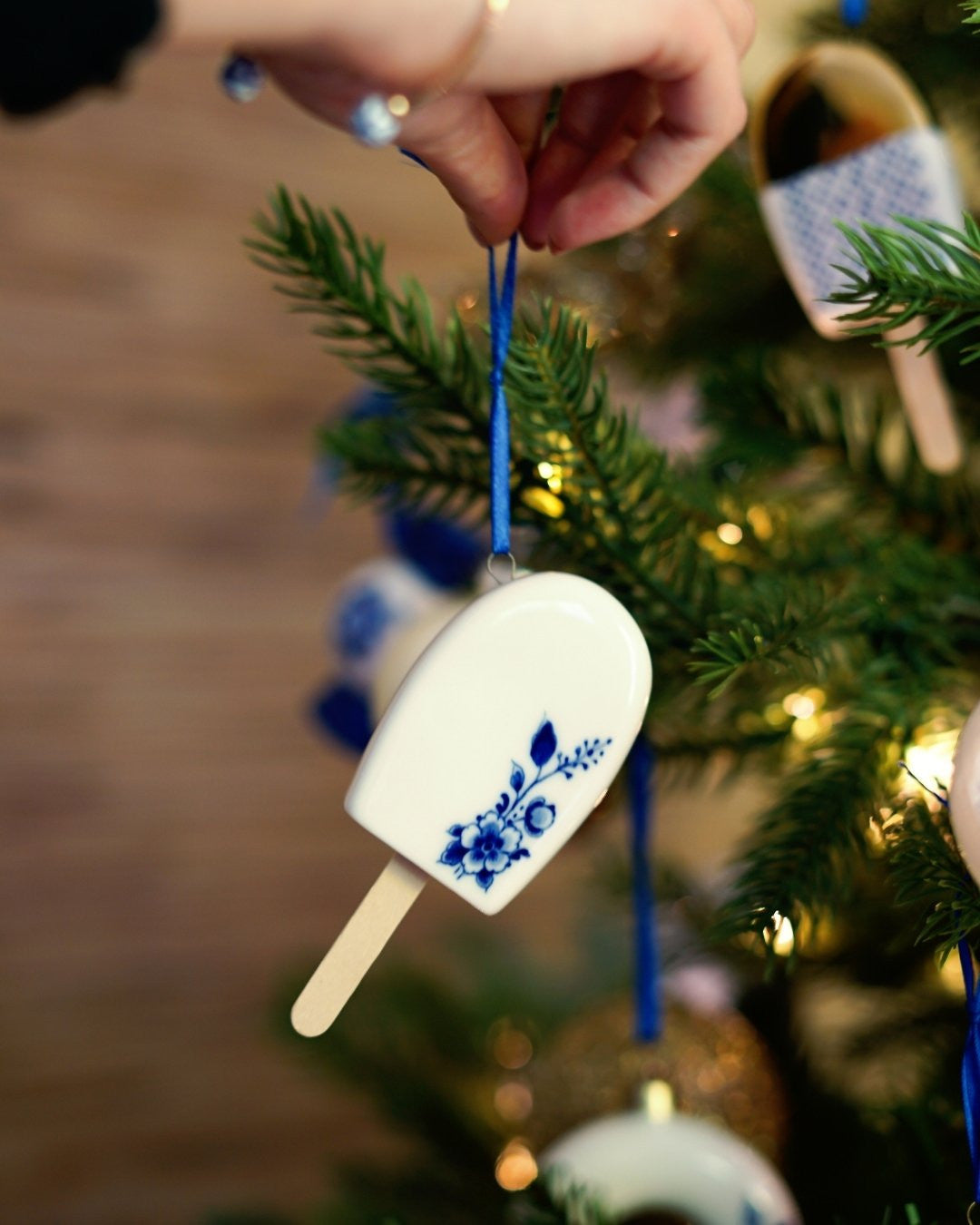 Keramisk juleornament som ispind – Heinen Delfts Blauw Ornament Heinen Delfts Blauw