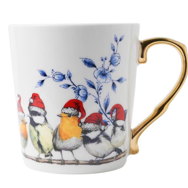 Krus Keramik Skovfugle med Guldhank 300 ml Delftblå - Heinen Delfts Blauw Heinen Delfts Blauw