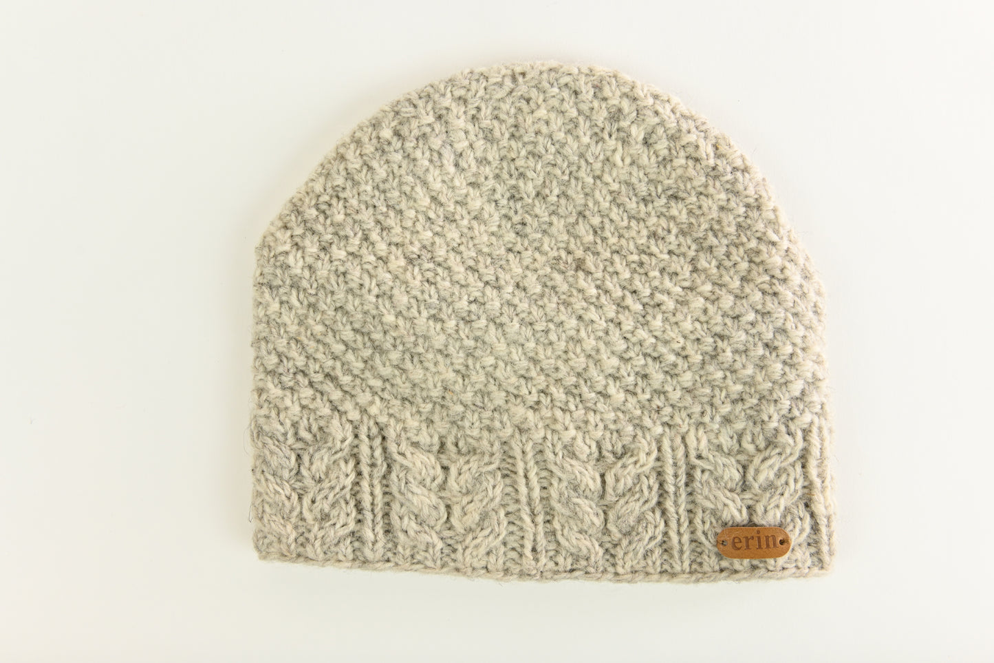 Erin Hue Aran Floppy 100% Uld med Foer - Håndstrikket Irsk Hue