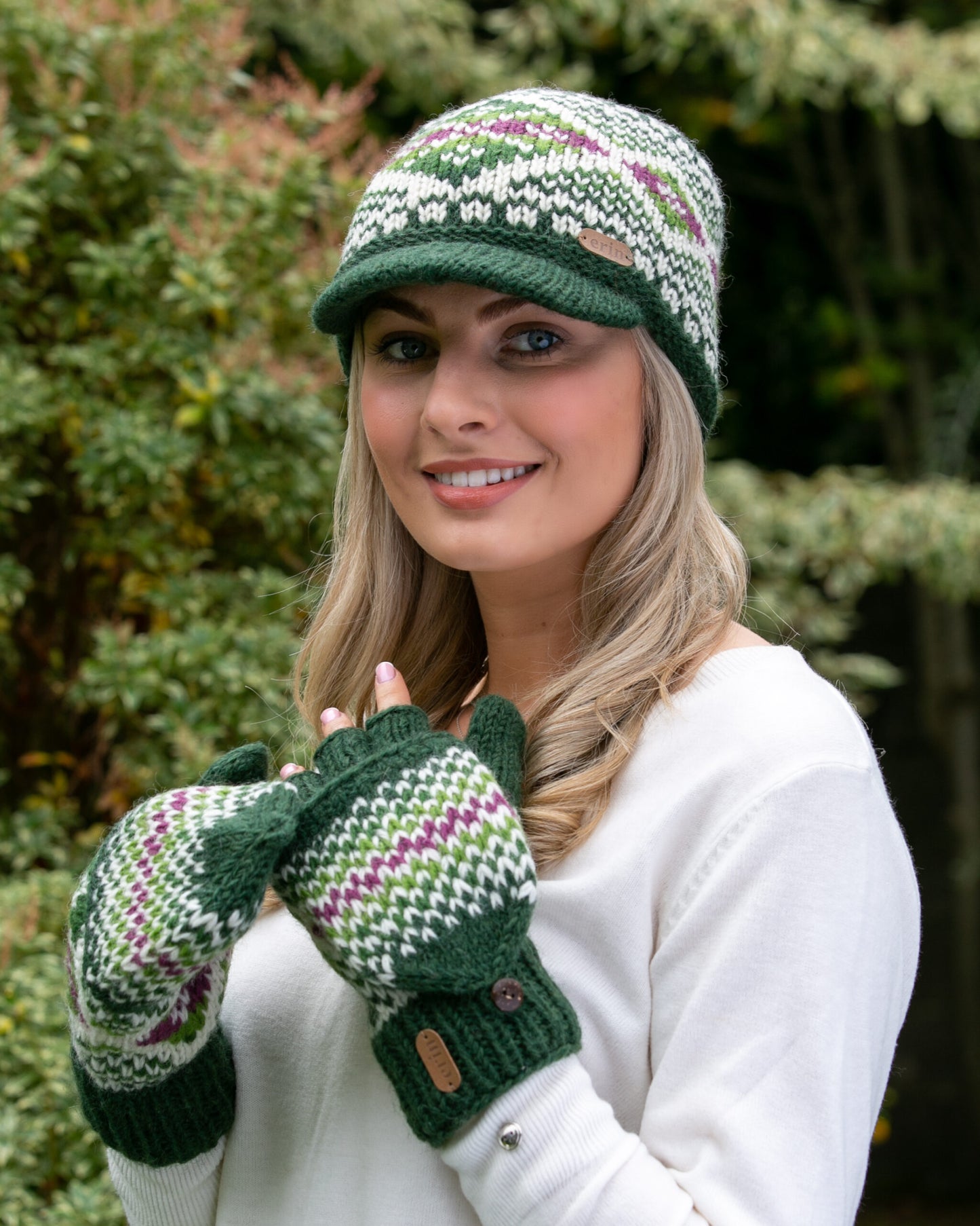 Fairisle Vanter Grønne Håndstrikkede 100% Uld - Erin Knitwear Erin Knitwear