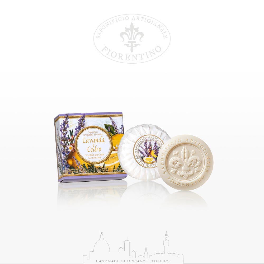 Italiensk Sæbe med lavendel og cedertræ fra Fiorentino 100 gram