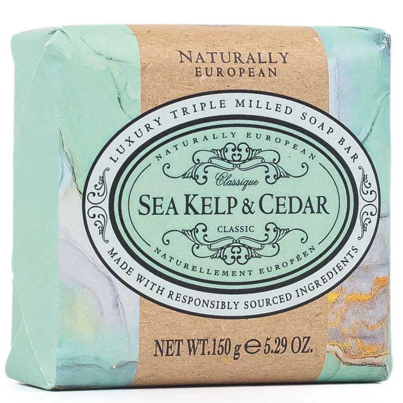 Naturally European Sæbe – Sea Kelp & Cedar (Havalger & Cedertræ) 150g Naturally European