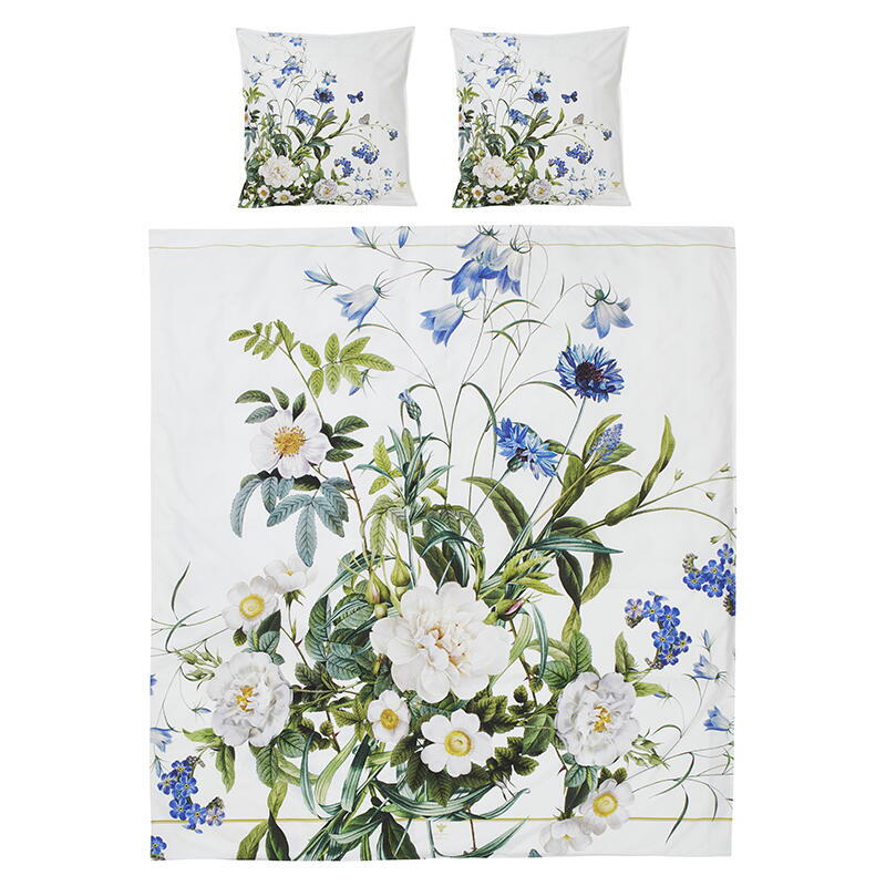Økologisk sengesæt dobbeltdyne - Blue Flower garden JL 200x220 cm