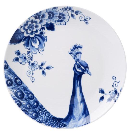 Morgenmadstallerken Porcelæn Blå Påfugl Ø 19 cm Delftblå - Heinen Delfts Blauw Heinen Delfts Blauw