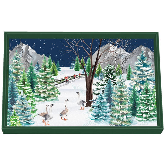 Lille træbakke lille Christmas 32 cm x 20,3 cm x 3,8 cm Michel Design Works