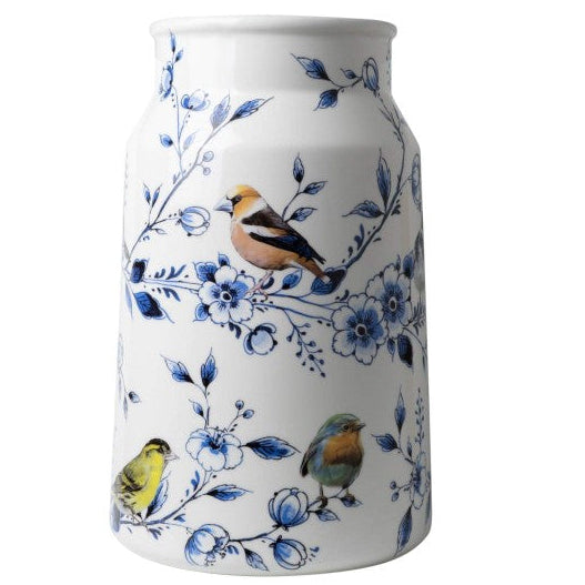 Mælkekande Vase med Skovfugle, 30 cm Heinen Delfts Blauw