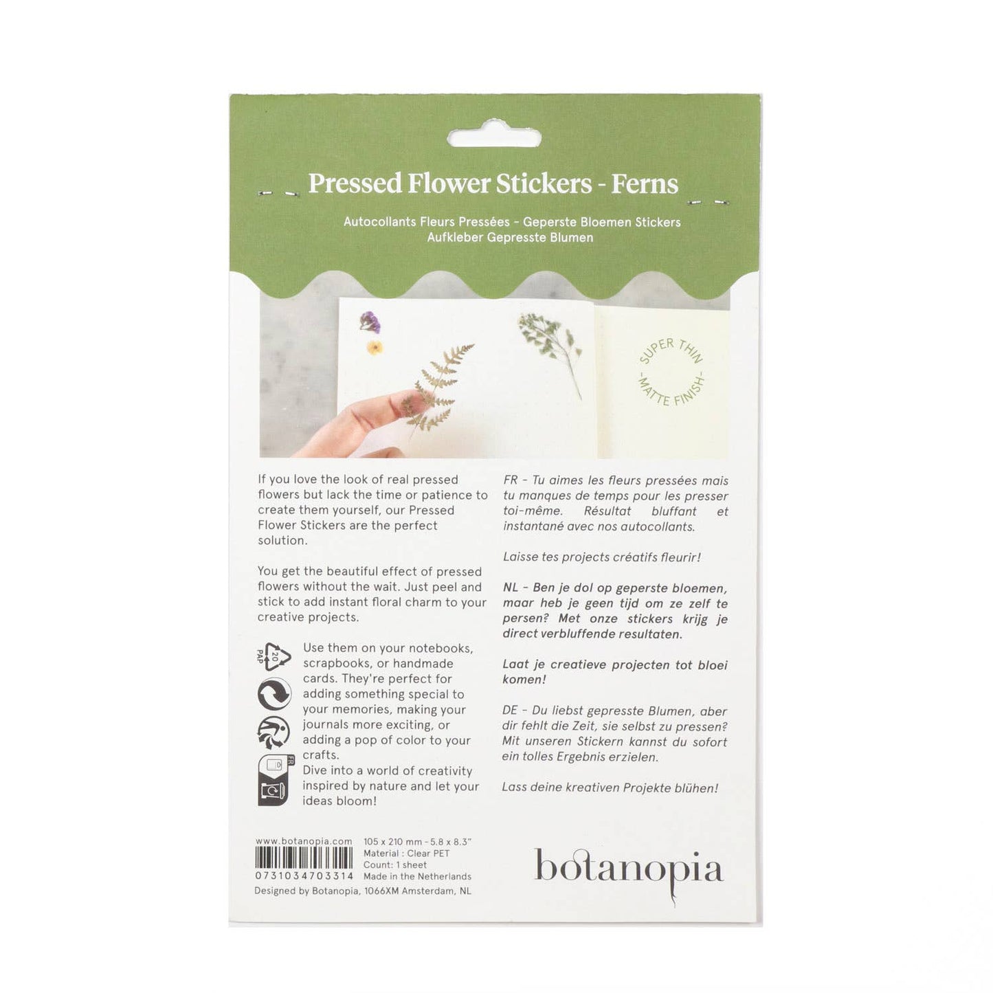 Ark med pressede blomster klistermærker Botanopia