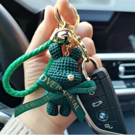 Grøn nøglering med klokke sød bamse eCarla