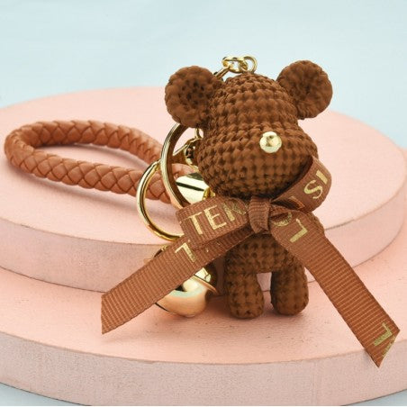 Brun nøglering med klokke sød bamse eCarla