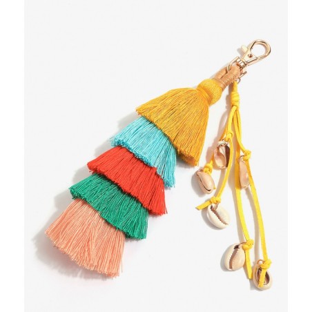 Grå Kvast Nøglering med Guldfarvet Metal - 20 cm eCarla