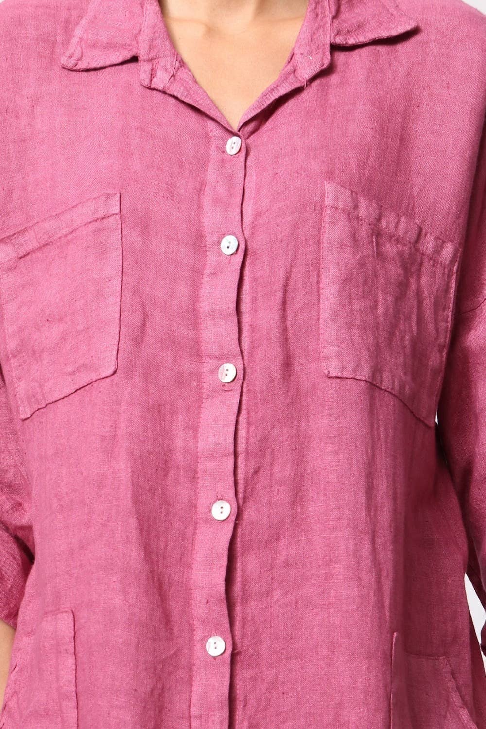 Lang Kjole med Knapper 100% Hør - One Size | LÉA & LUC Lea & Luc