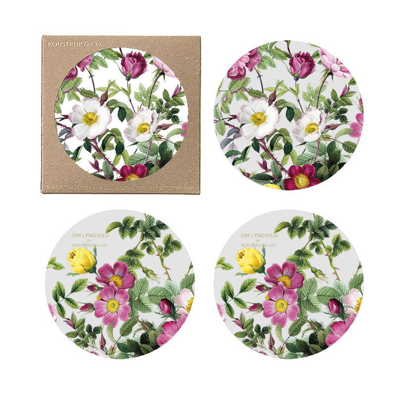 Glasbrik Rose Flower garden Jim Lyngvild 4 stk