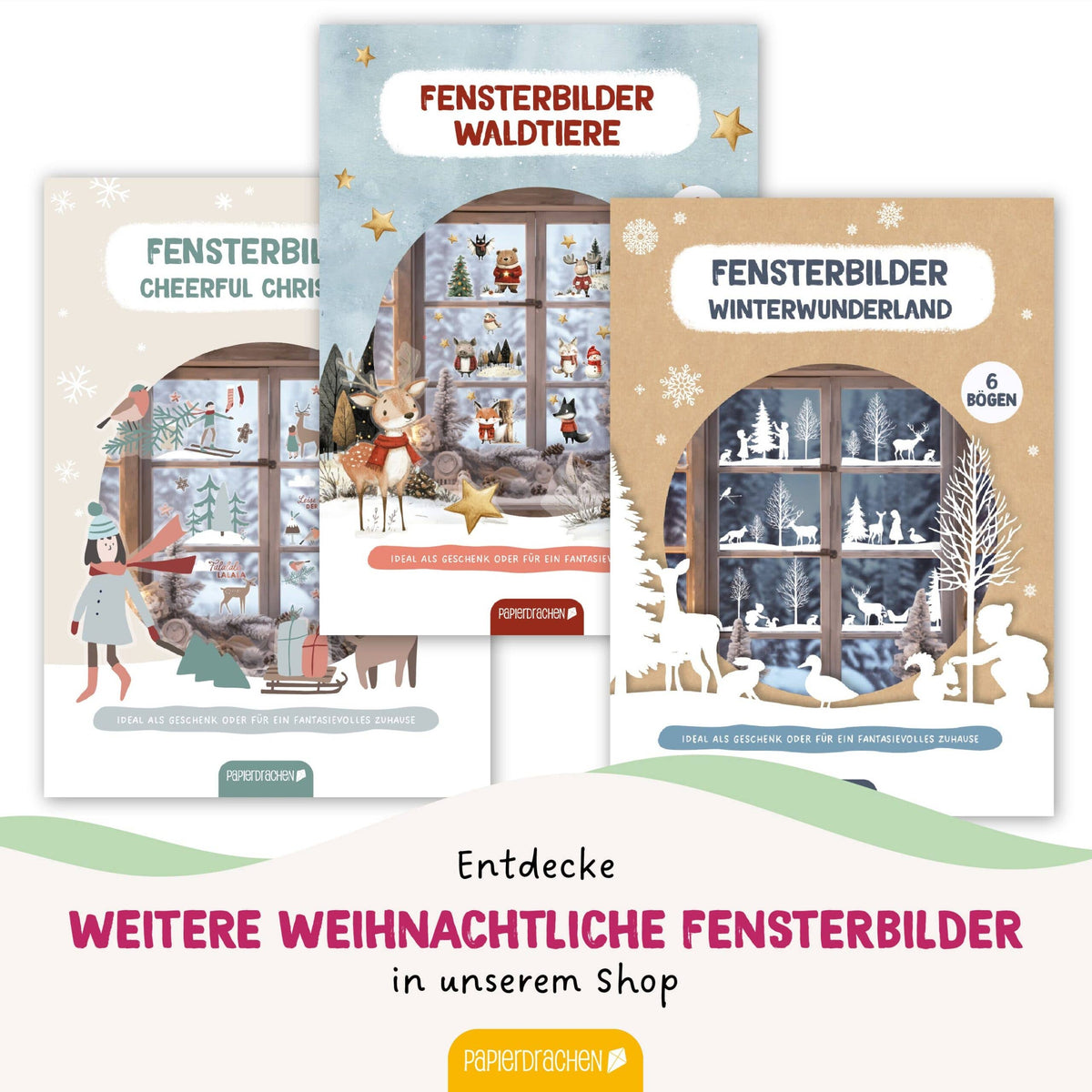 Vinduesklistermærker til jul – Holly Jolly Pink – 6 A4-ark | Papierdrachen Papierdrachen