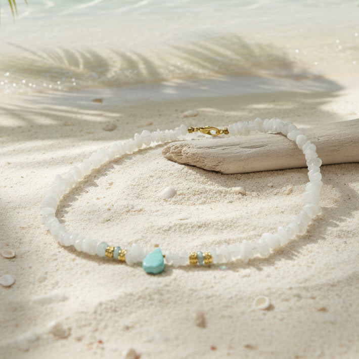 Halskæde månesten Amazonit - Mishti GINANDGER