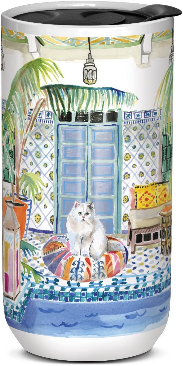 Perser kat ved poolen kæmpe keramisk krus - Uptown Pets Punch Studio