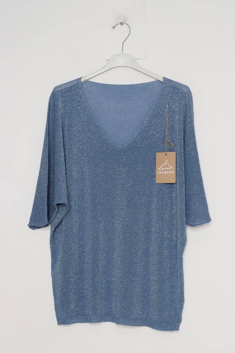 Lurex bluse med V hals