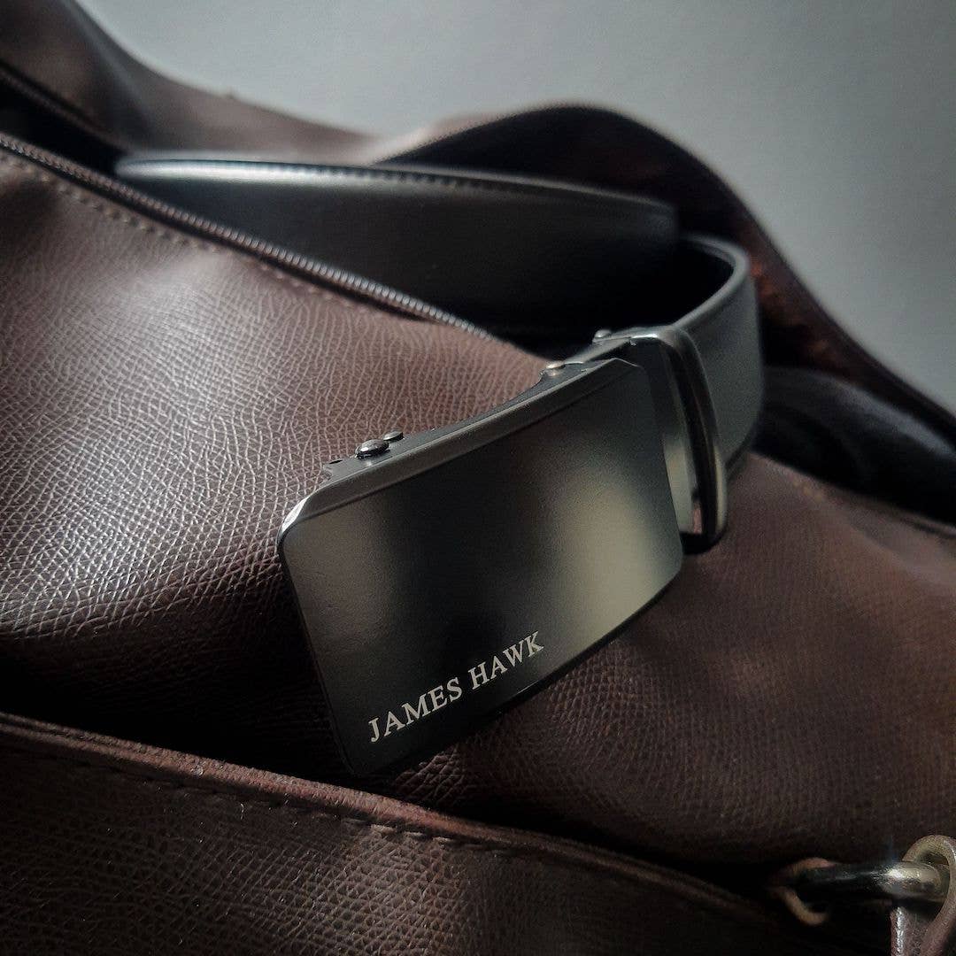 Automatisk Læderbælte til Mænd - Uden Huller med Gaveæske | James Hawk Apparel & Accessories James Hawk