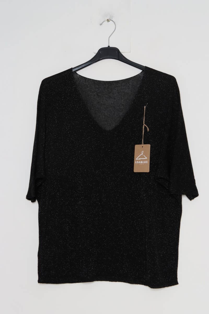Lurex bluse med V hals
