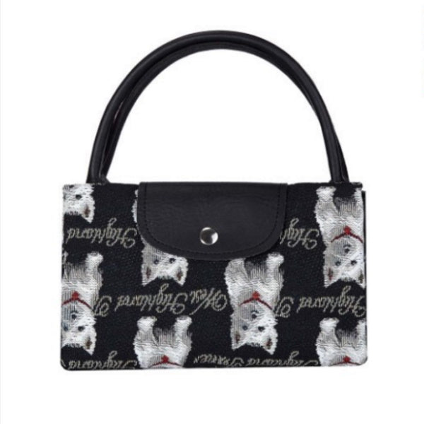Foldbar Shopper taske I Gobelin Westie White