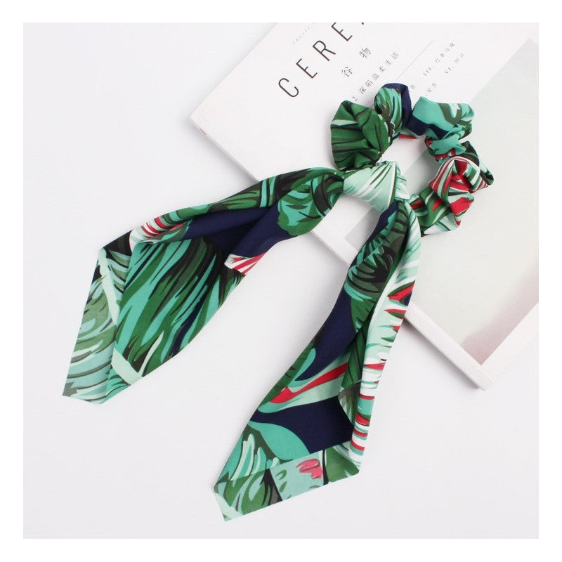 Scrunchie elastik og tørklæde sæt grøn/rød/blå eCarla