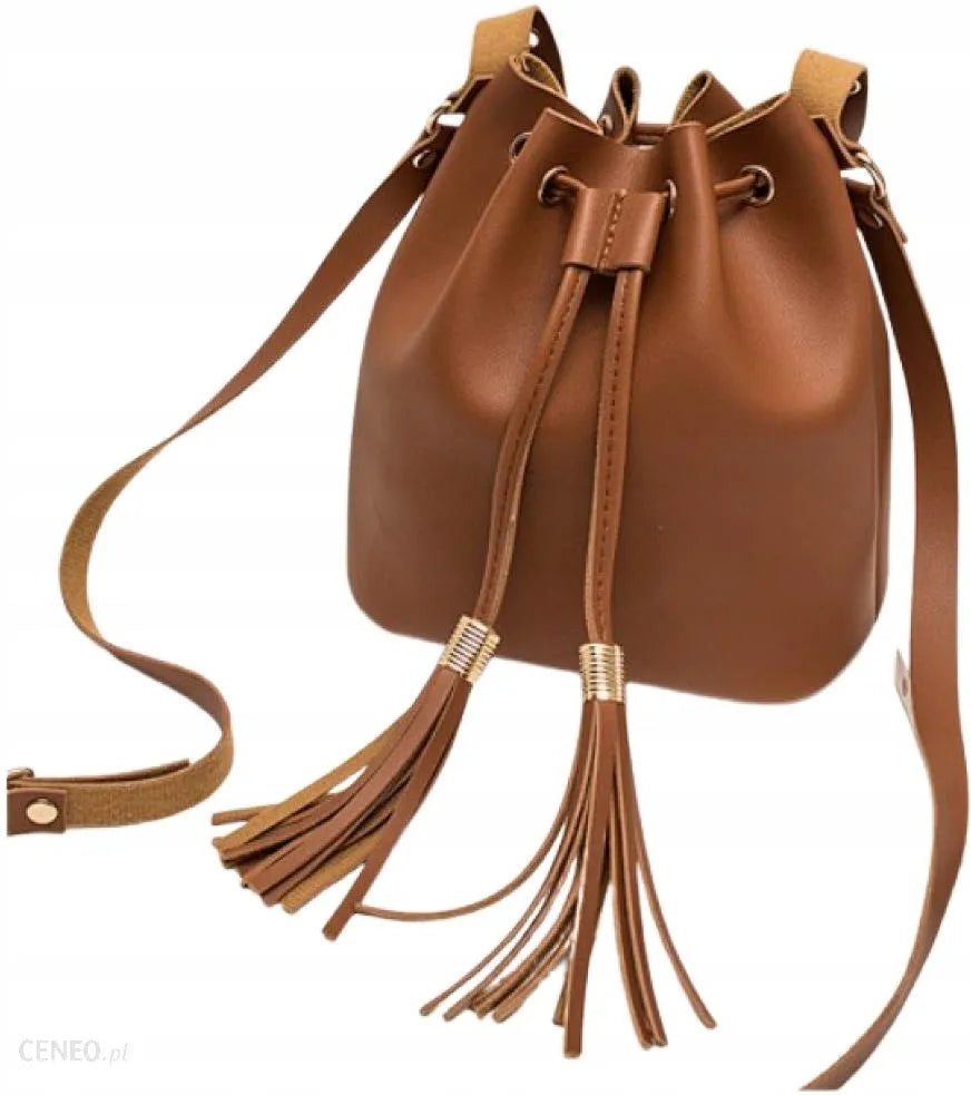 Mini skuldertaske caramel med frynser eCarla