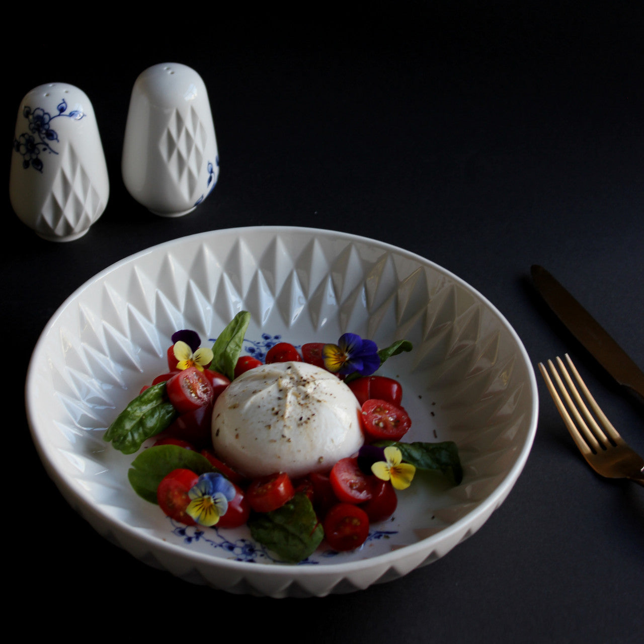 Salt og Peber Sæt Foldet Blå Blomster - Heinen Delfts Blauw