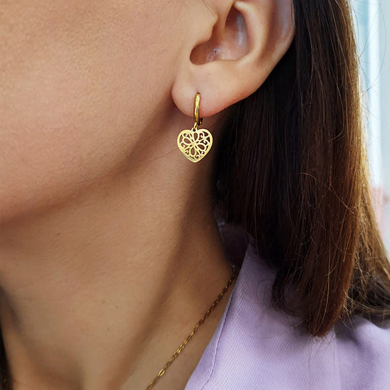 Øreringe hjerte med mønster eCarla